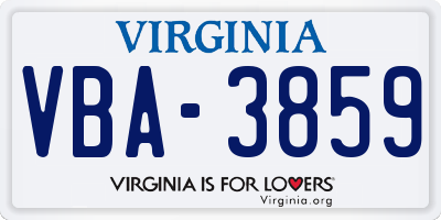 VA license plate VBA3859