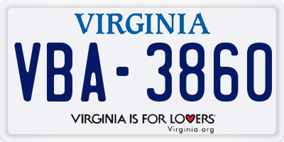 VA license plate VBA3860