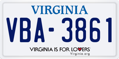 VA license plate VBA3861
