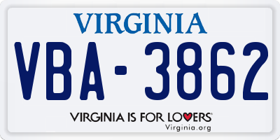 VA license plate VBA3862
