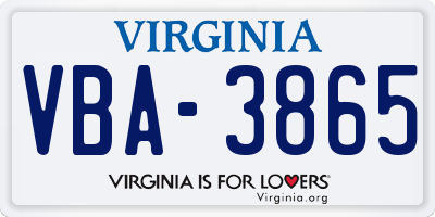 VA license plate VBA3865