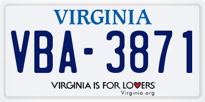 VA license plate VBA3871