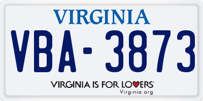 VA license plate VBA3873