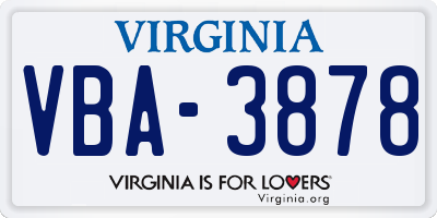 VA license plate VBA3878