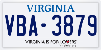 VA license plate VBA3879