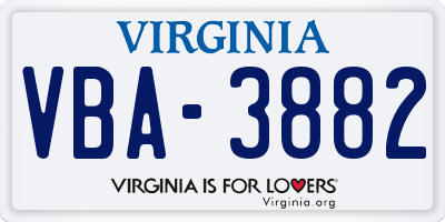 VA license plate VBA3882