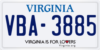 VA license plate VBA3885
