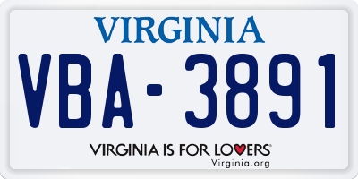 VA license plate VBA3891