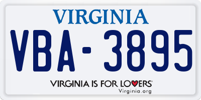 VA license plate VBA3895