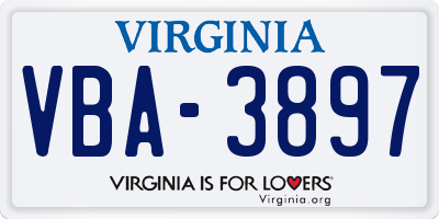 VA license plate VBA3897