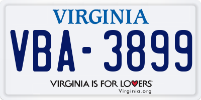 VA license plate VBA3899