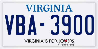 VA license plate VBA3900