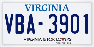 VA license plate VBA3901