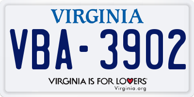 VA license plate VBA3902