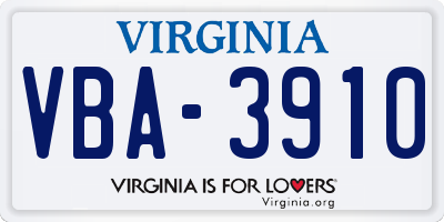 VA license plate VBA3910