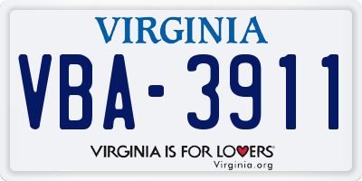 VA license plate VBA3911