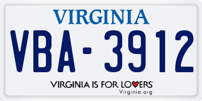 VA license plate VBA3912