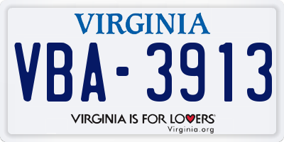 VA license plate VBA3913
