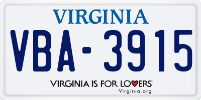 VA license plate VBA3915