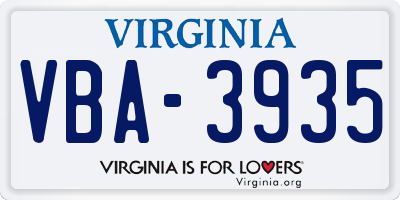 VA license plate VBA3935