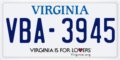 VA license plate VBA3945