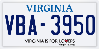 VA license plate VBA3950