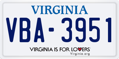 VA license plate VBA3951