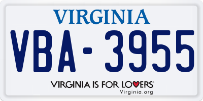 VA license plate VBA3955