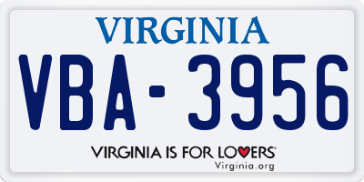 VA license plate VBA3956