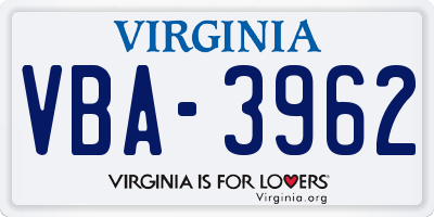 VA license plate VBA3962