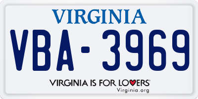 VA license plate VBA3969