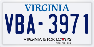 VA license plate VBA3971