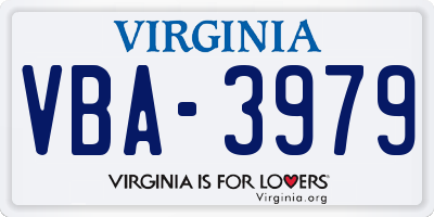 VA license plate VBA3979