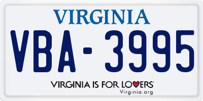 VA license plate VBA3995