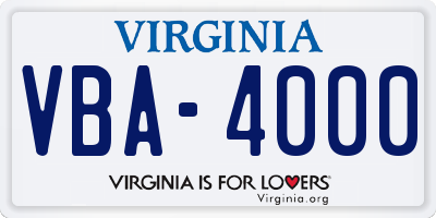 VA license plate VBA4000