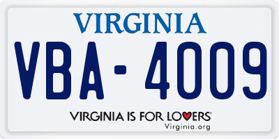 VA license plate VBA4009