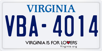 VA license plate VBA4014