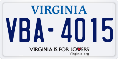 VA license plate VBA4015