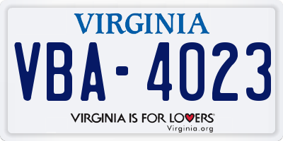 VA license plate VBA4023