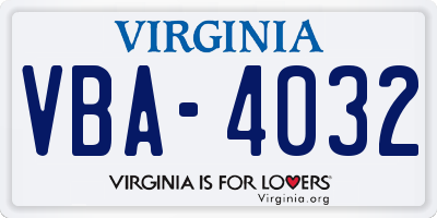 VA license plate VBA4032