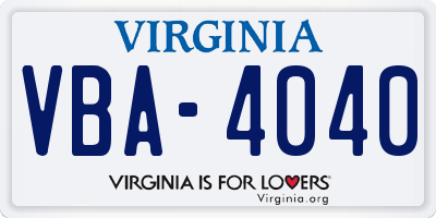 VA license plate VBA4040
