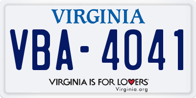 VA license plate VBA4041