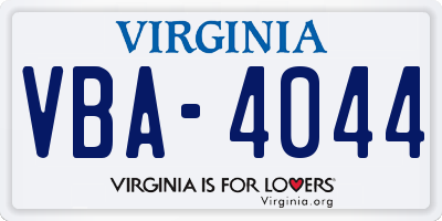 VA license plate VBA4044