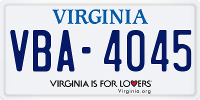VA license plate VBA4045