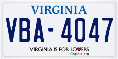 VA license plate VBA4047