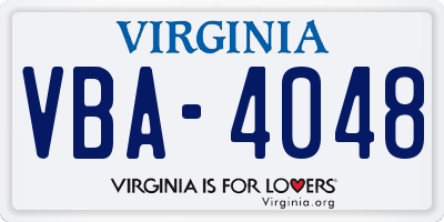 VA license plate VBA4048
