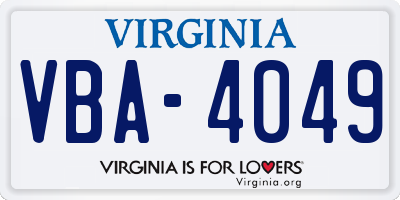 VA license plate VBA4049