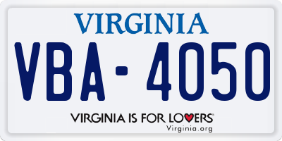 VA license plate VBA4050