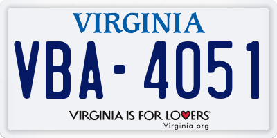 VA license plate VBA4051