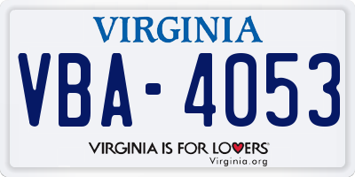 VA license plate VBA4053